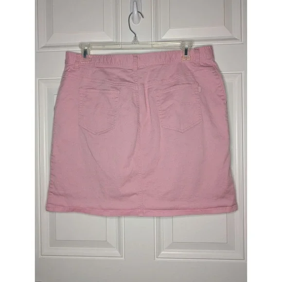 Lauren Ralph Lauren Women's Size 16 Pink Denim Style Cotton Skirt Pockets - Picture 2 of 7